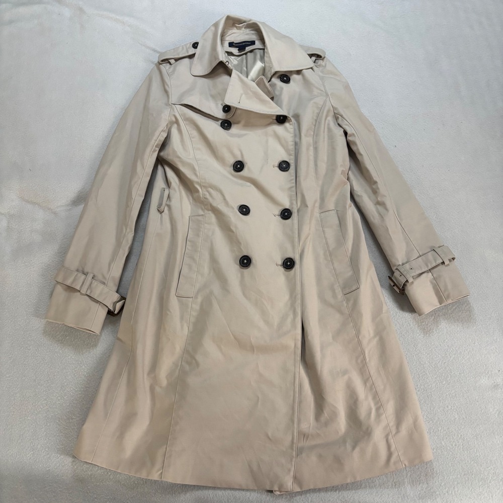 Brooks Brothers Womens Tan Double Breasted Trench Coat Beige Size 6